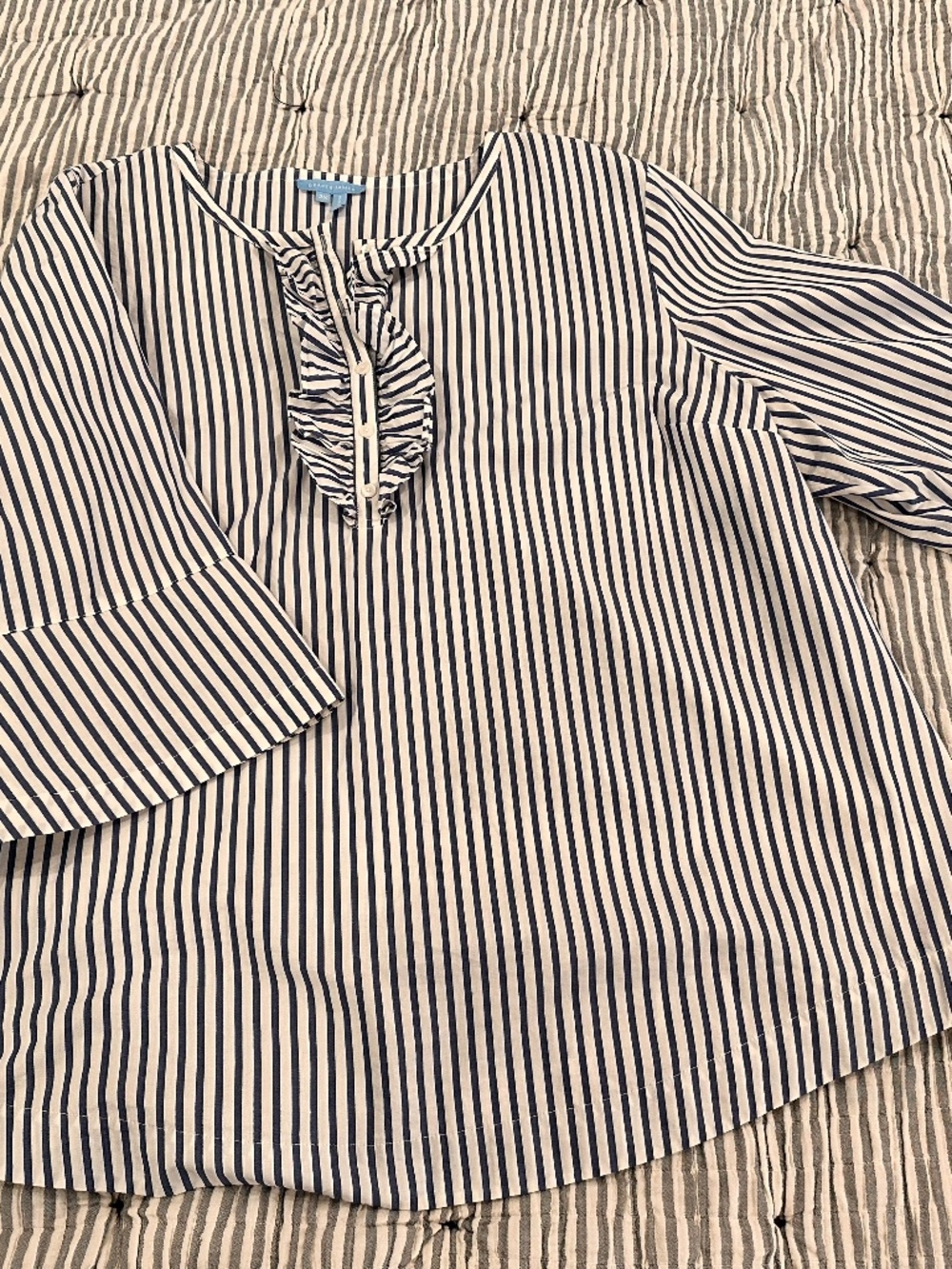 Draper James 3x summer blue stripe poplin blouse